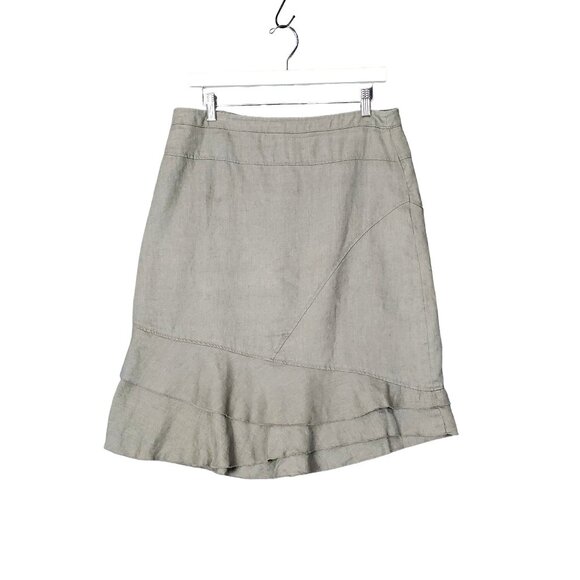 CANDA C&A Womens Skirt US 14‎ Linen Flutter Tiered Lined Neutral Minimal Coastal - Picture 1 of 10